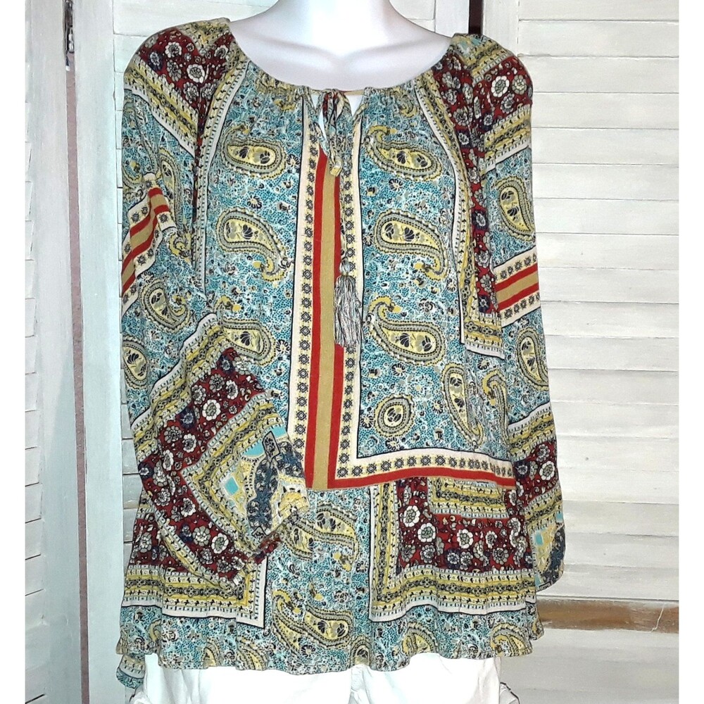 Artesia Women's Top Size Large Paisley Long Sleeves Boho Cottagecore Fairy